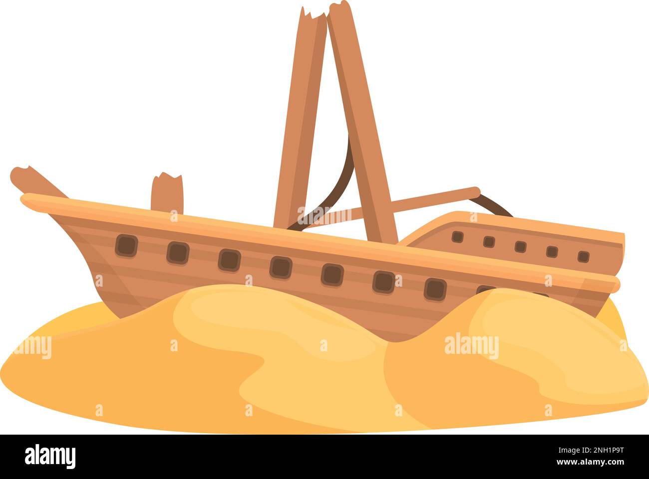 Island shipwreck icon cartoon vector. Old ship. Wreck ocean Stock Vector