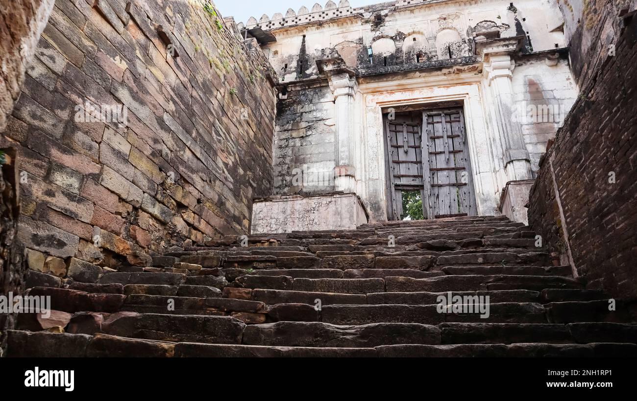Three hundreds years old entrance gate of Ajaygarh Fort, Panna, Madhya Pradesh, India. Stock Photo