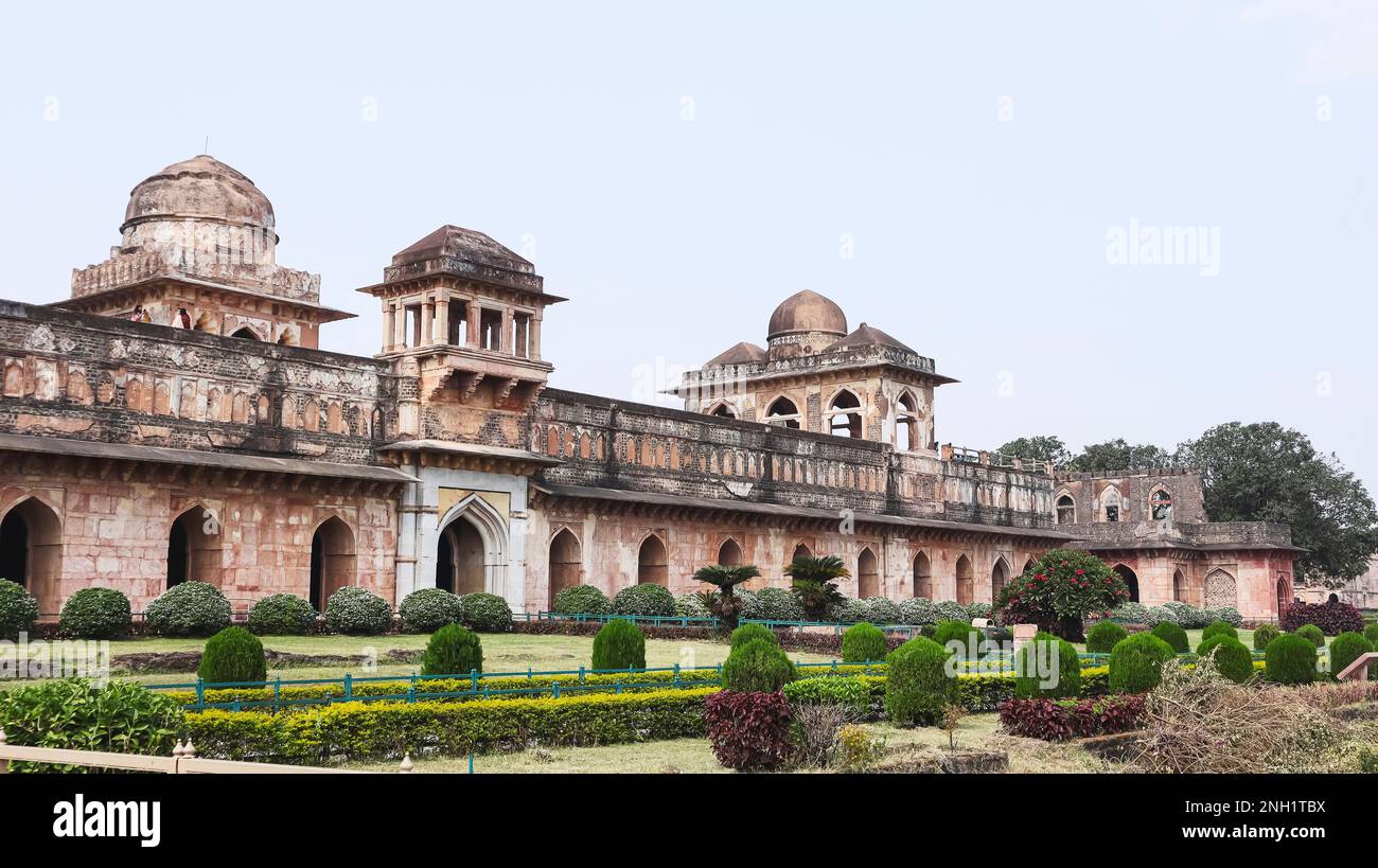 View of Jahaz Mahal, Mandu, Dhar, Madhya Pradesh, India. Stock Photo