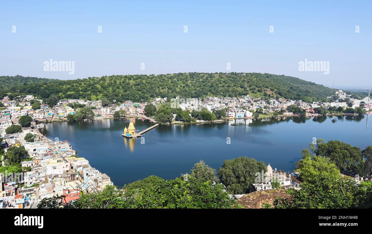 View of Parshuram Sagar and Narsinghgarh Town View, Rajgarh, Madhya Pradesh India. Stock Photo