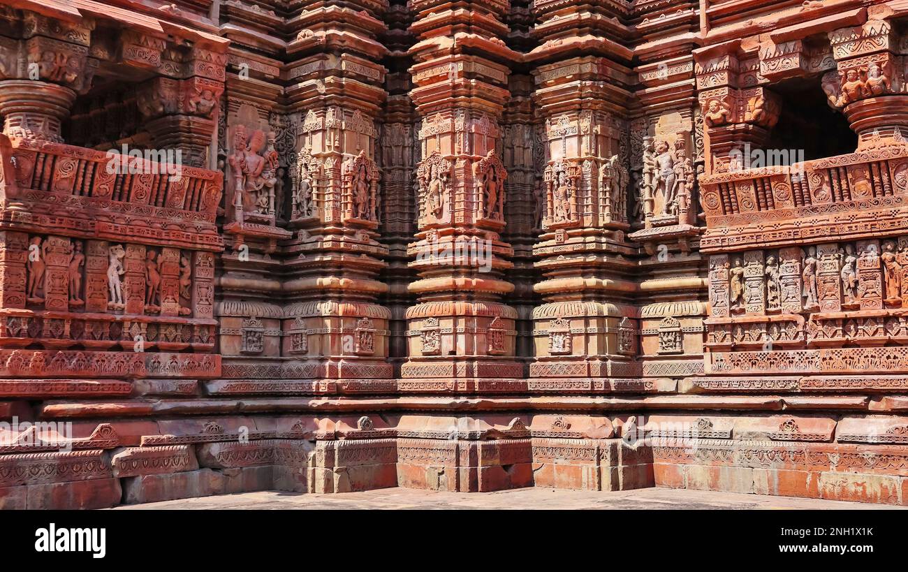 Carvings Details on the Nilkantheshwara Temple, Udaipur, Vidisha, Madhya Pradesh, India. Stock Photo