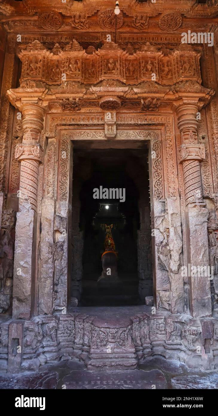 Carving Entrance of Nilkantheshwara Temple, Udaipur, Vidisha, Madhya Pradesh, India Stock Photo