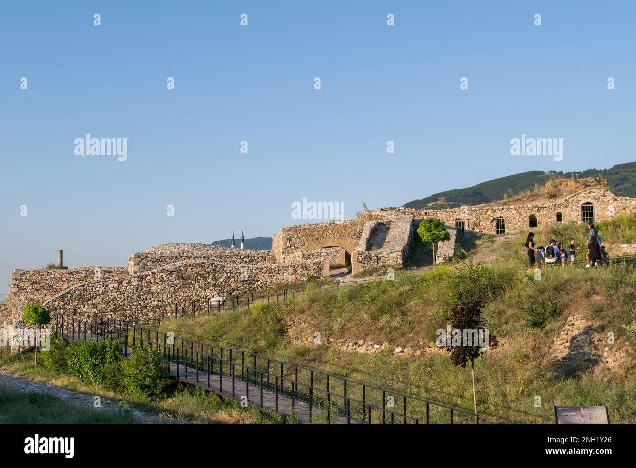 The defensive wall and ruins of Prizren Fortress, the historic hilltop