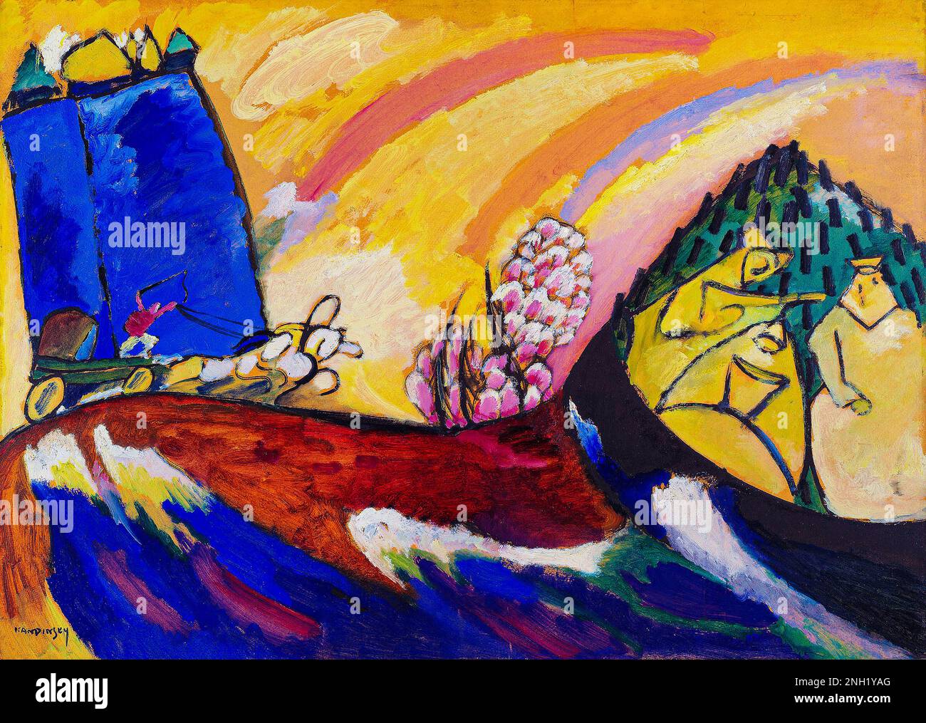 Painting with Troika (1911) high resolution art by Wassily Kandinsky. Original from The Art