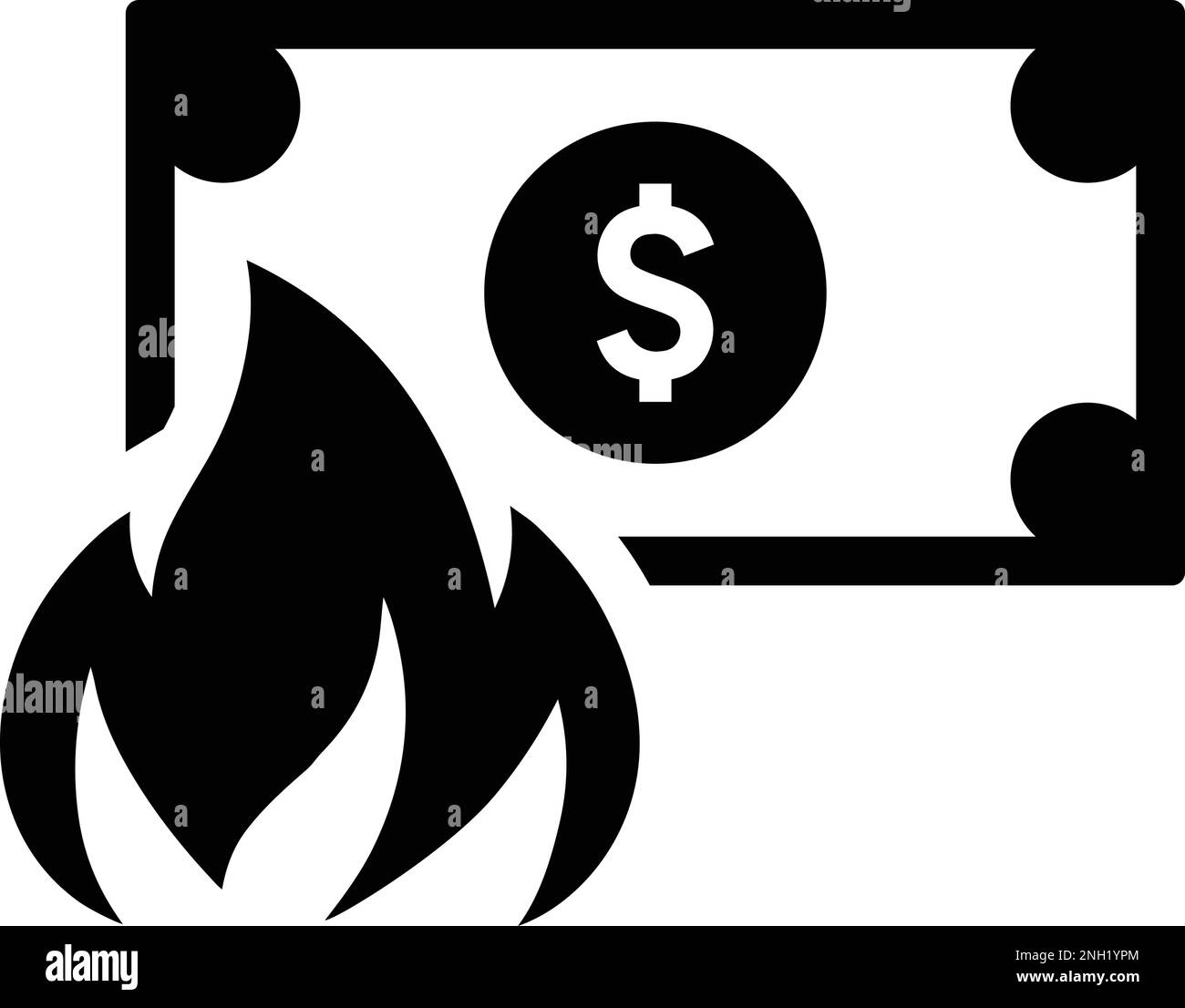 Money Burning icon. Fully editable vector EPS use for printed materials and infographics, web or any kind of design project. Stock Vector
