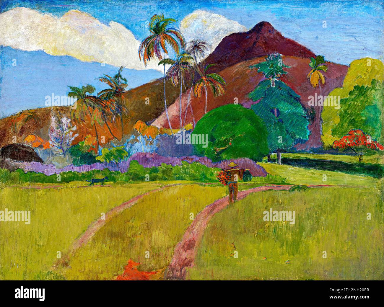 Paul Gauguin's Tahitian Landscape (1891) famous painting. Original from the Minneapolis Institute of Art. Stock Photo