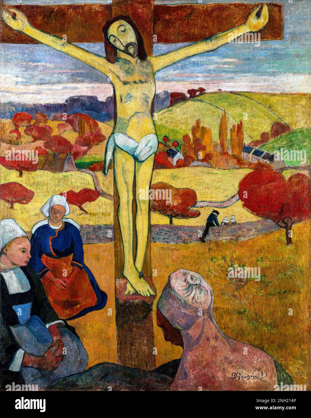 Paul Gauguin. The Yellow Christ (Le Christ jaune) (1886) famous painting. Original from Wikimedia Commons. Stock Photo