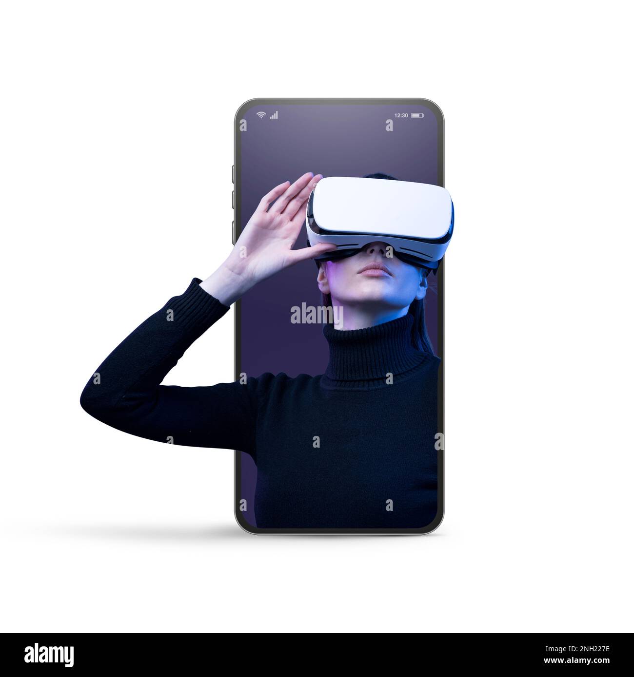 Woman wearing white vr hi-res stock photography and images - Alamy