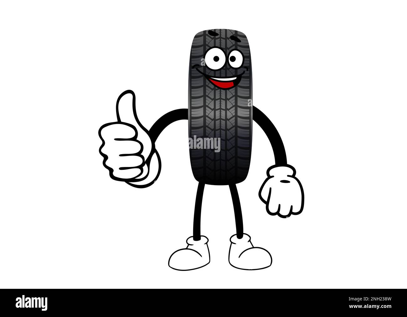 Mascot Illustration Featuring a Running/Rolling Tire Stock Photo