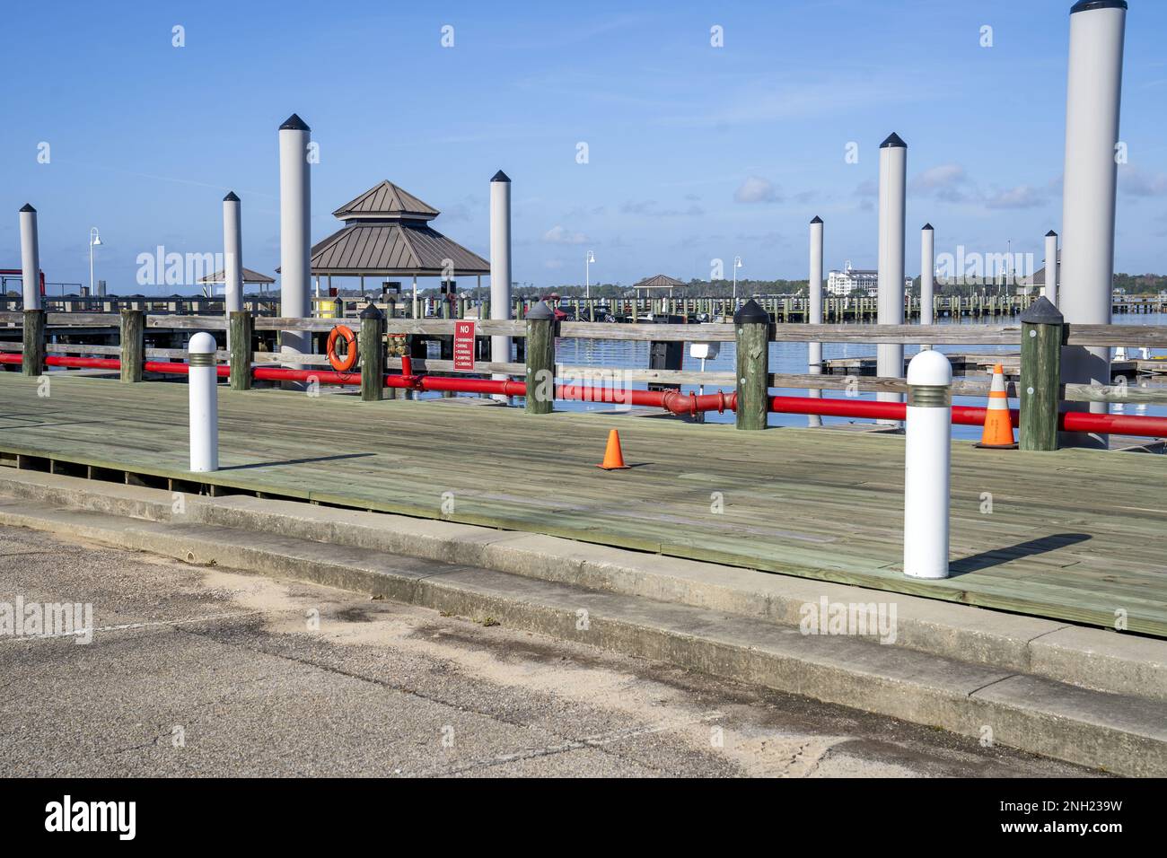 The Keesler Marina is located on the Biloxi Back Bay at Keesler Air Force Base, Mississippi, Dec. 7, 2022. Due to it's proximity to the water, the marina enables Outdoor Recreation to rent out equipment, such as kayaks, paddleboards and motorized boats. Stock Photo