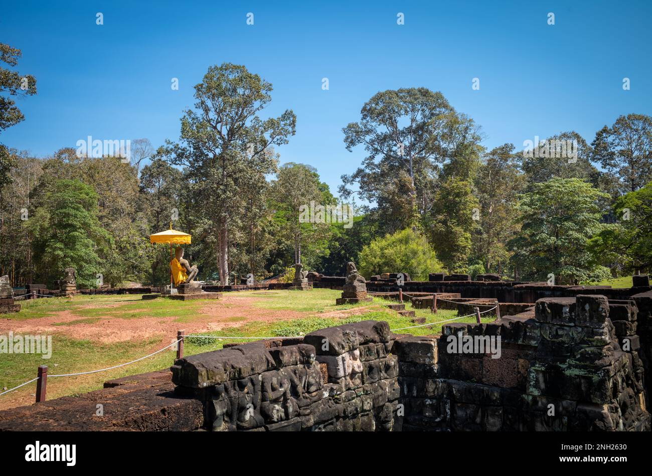 The buddhist statue of the Leper King on the Terrace of the Leper King at the Angkor complex in Cambodia. Stock Photo