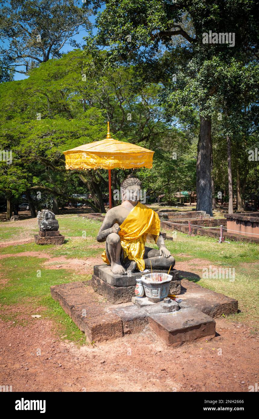 The buddhist statue of the Leper King on the Terrace of the Leper King at the Angkor complex in Cambodia. Stock Photo