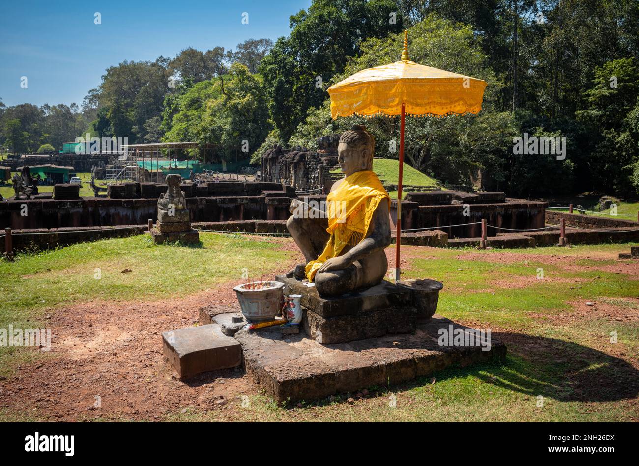 The buddhist statue of the Leper King on the Terrace of the Leper King at the Angkor complex in Cambodia. Stock Photo
