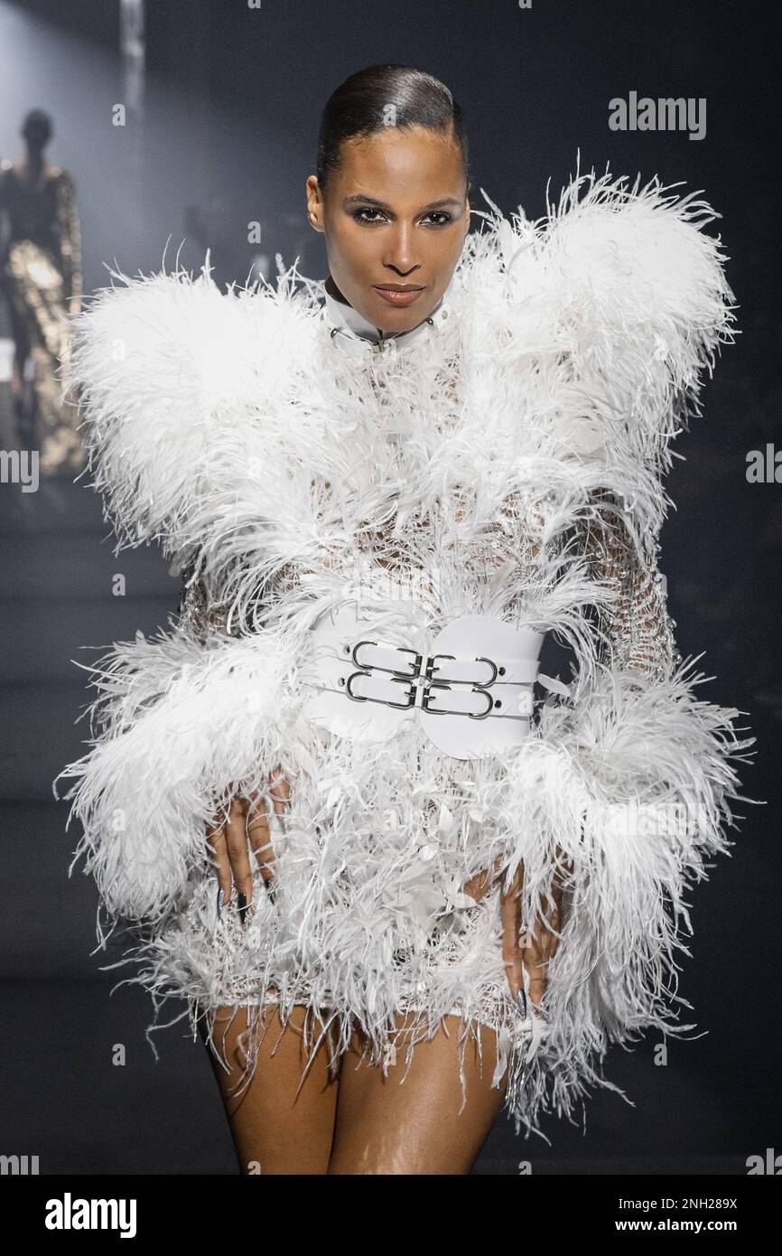 Freemasons Hall, London, UK. 19th Feb, 2023. Cindy Bruna, model.  Models on the catwalk, Julien MacDonald show, Julien X Gabriela Collection, Freemasons Hall, London Fashion Week. Credit: art press/Alamy Live News Stock Photo