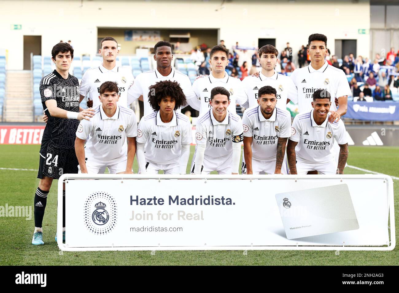 Madrid, Spain. 19th Feb, 2023. Real Madrid Castilla team group lineup (Castilla) Football