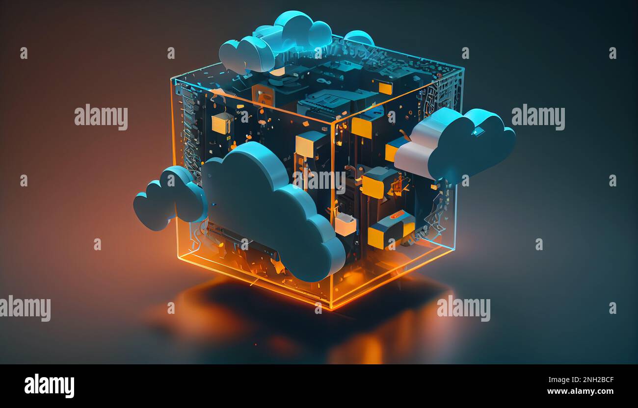 Cloud computing concept, server hardware storage with virtual ...