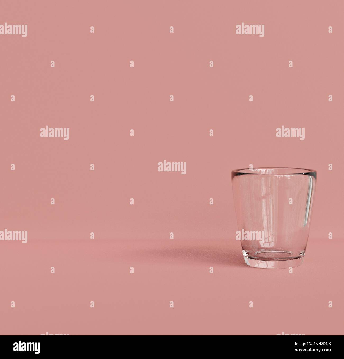 3d transparent glass on pink background.copy space Stock Photo