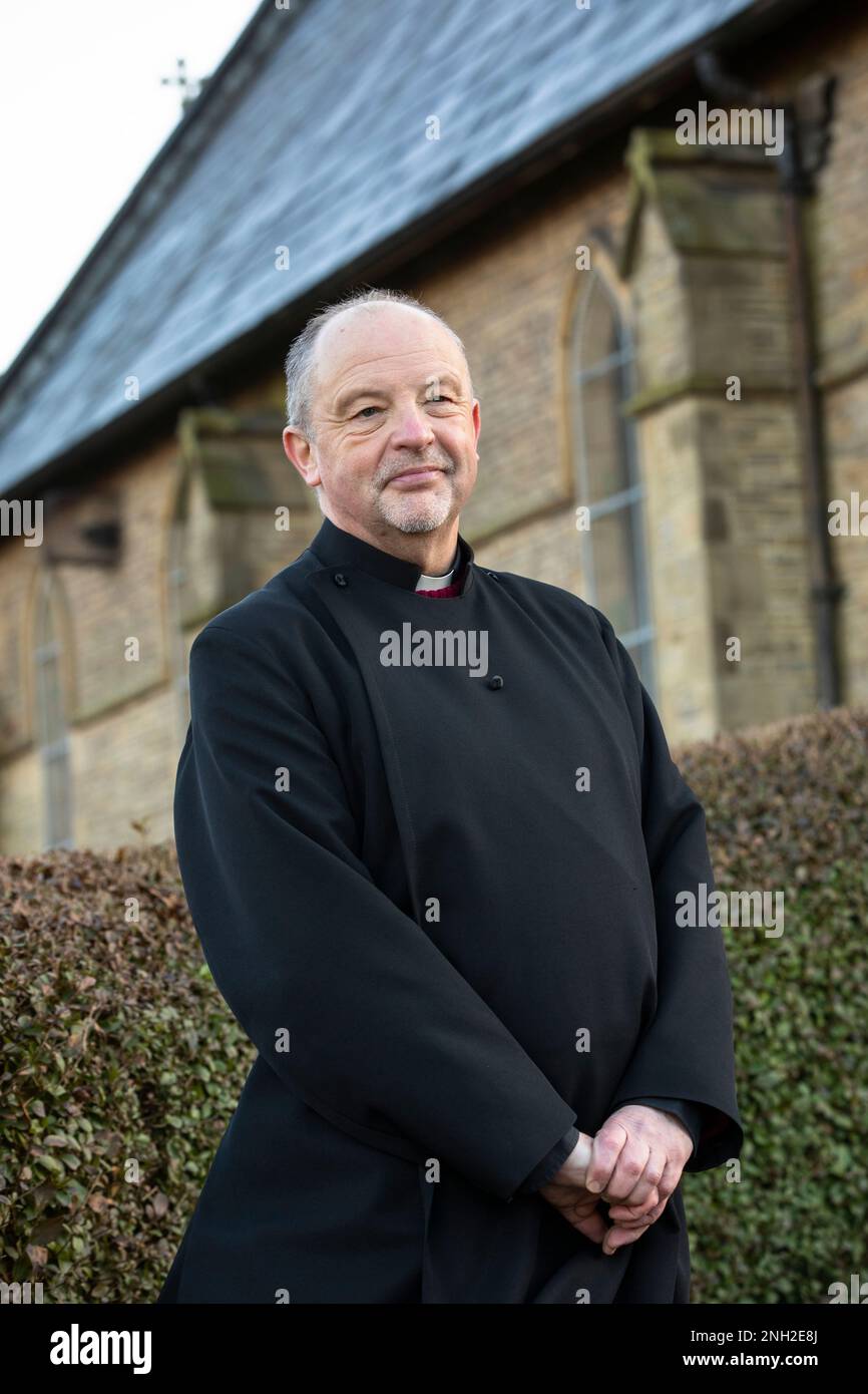 Anglican Vicar in a church. Oldham. Manchester. United Kingdom. Stock Photo