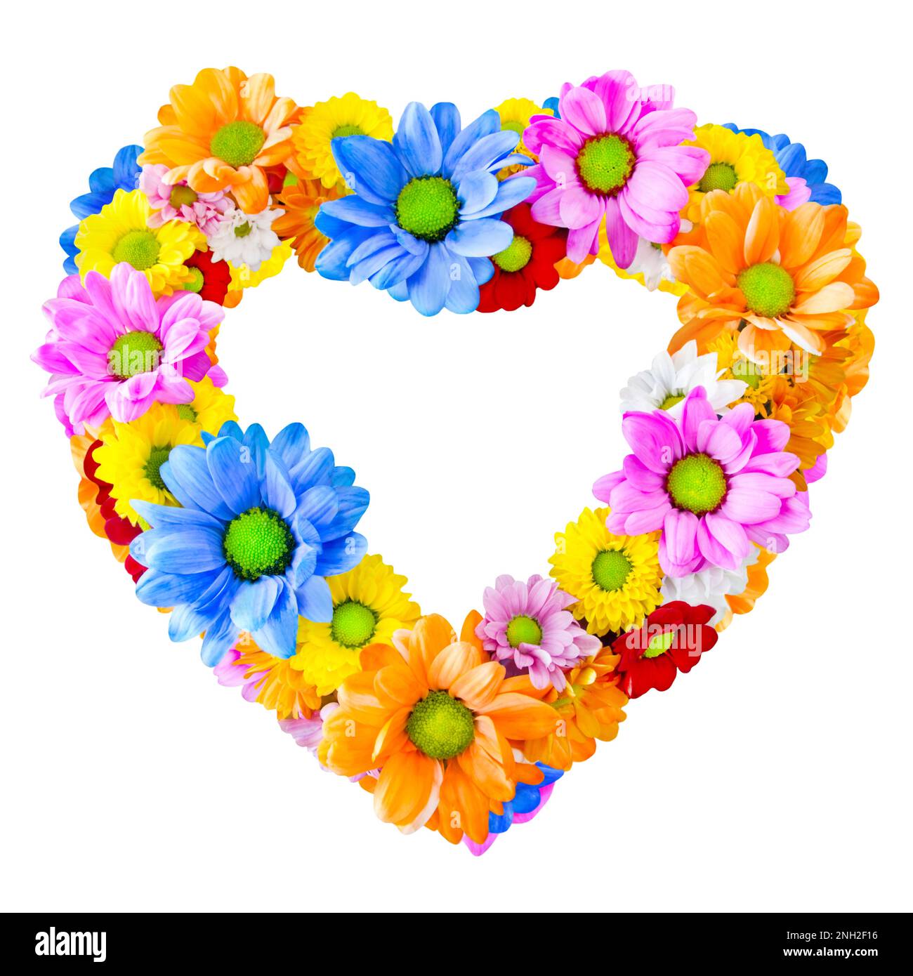 Colorful heart with flowers isolated on white  background Stock Photo