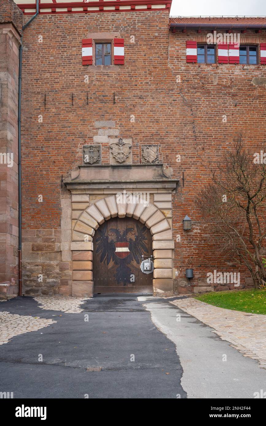 Nuremberg Castle (Kaiserburg) Gate to Palas and Inner Courtyard - Nuremberg, Bavaria, Germany Stock Photo