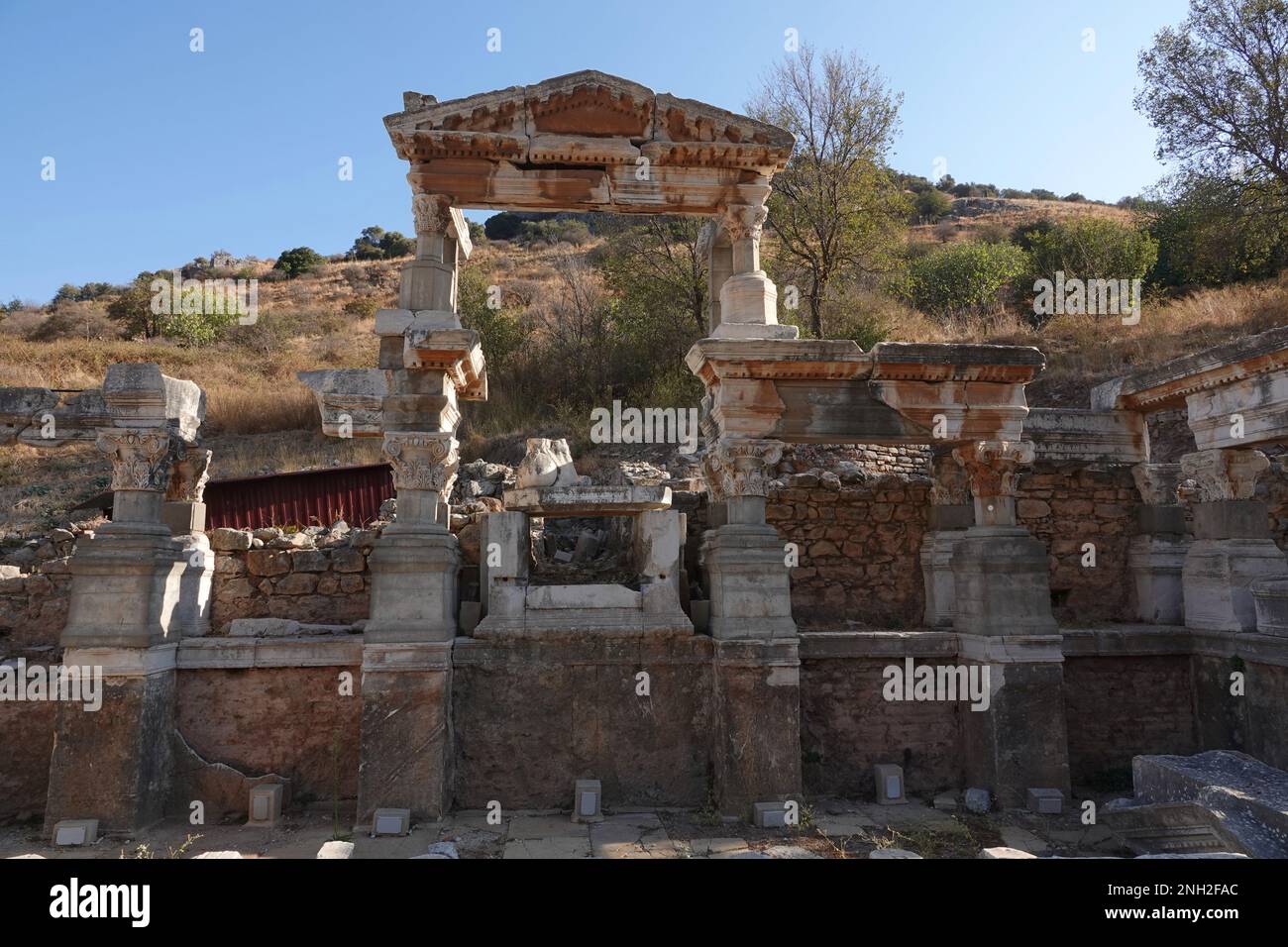 Fountain of Trajan, in the ancient city of Ephesus, Turkey Stock Photo