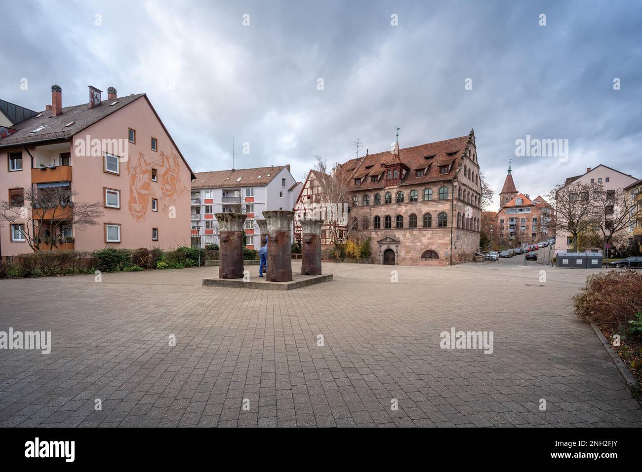 Andreij-Sacharow-Platz Square - Nuremberg, Bavaria, Germany Stock Photo