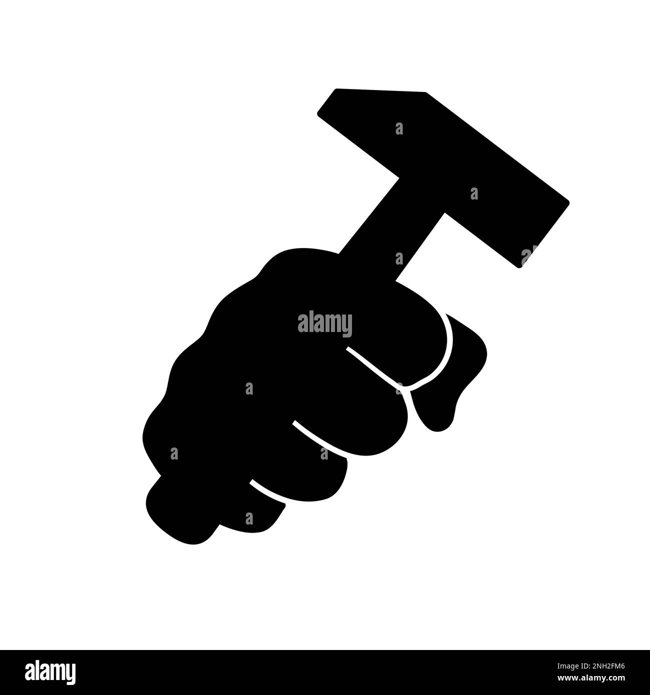 Hand holding hammer. Fist with hammer. Hand with hammer. Construction