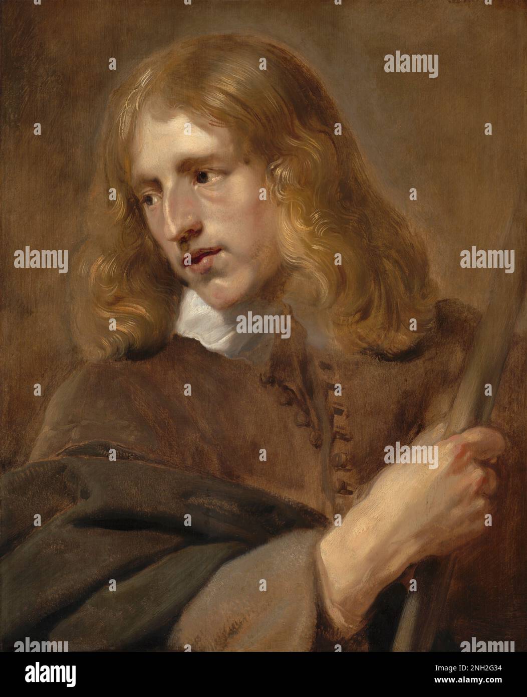 Pieter Claesz Soutman A Young Man Holding a Staff 1640 Stock Photo
