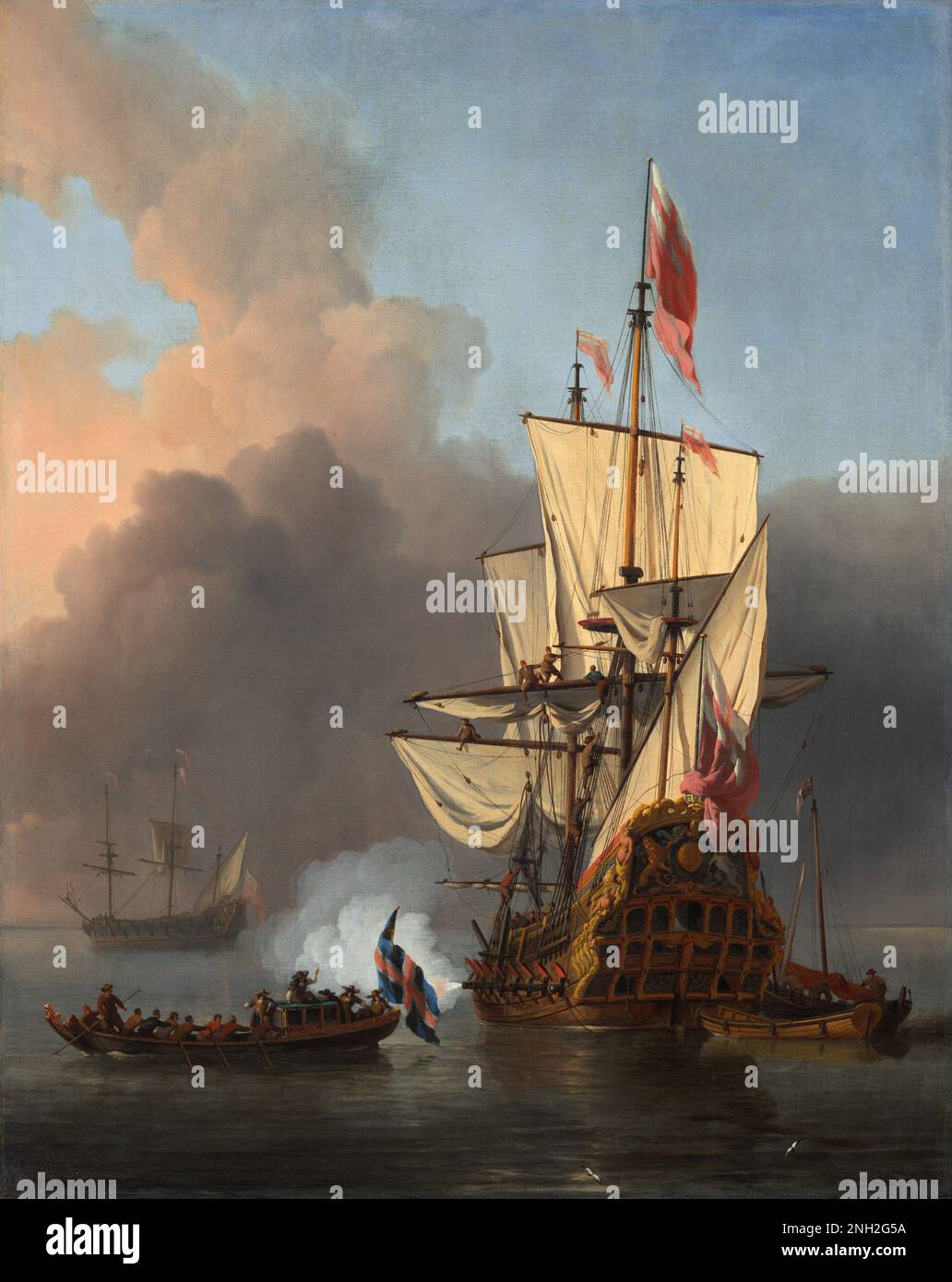 Willem van de Velde the Younger An English Warship Firing a Salute 1673 Stock Photo