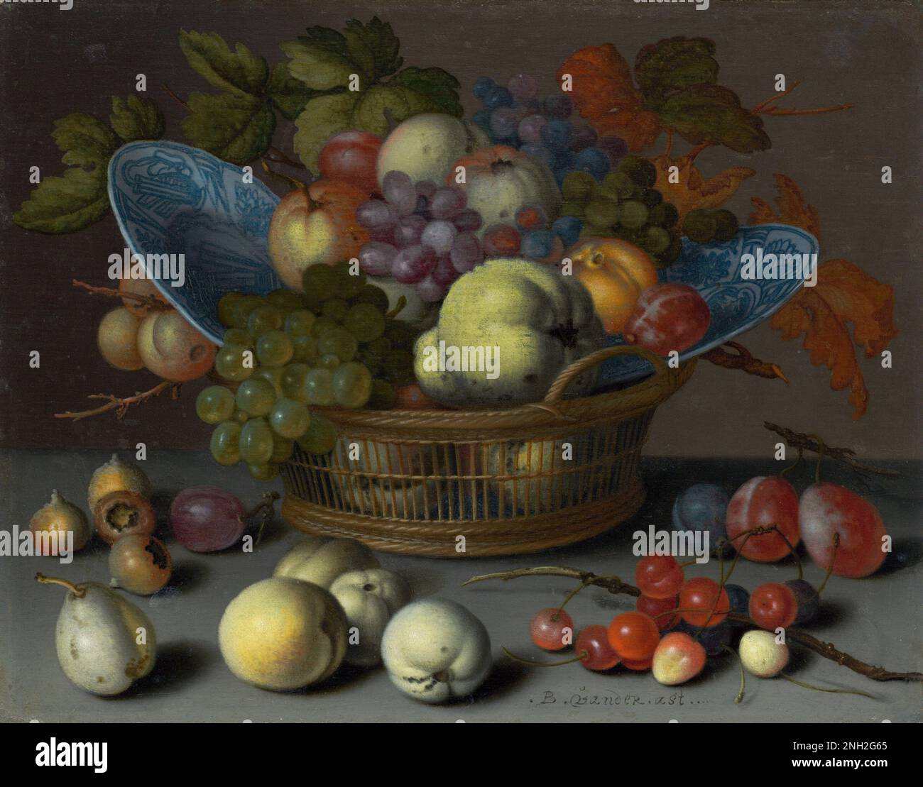 WORK OF ART Balthasar van der Ast Basket of Fruits Stock Photo