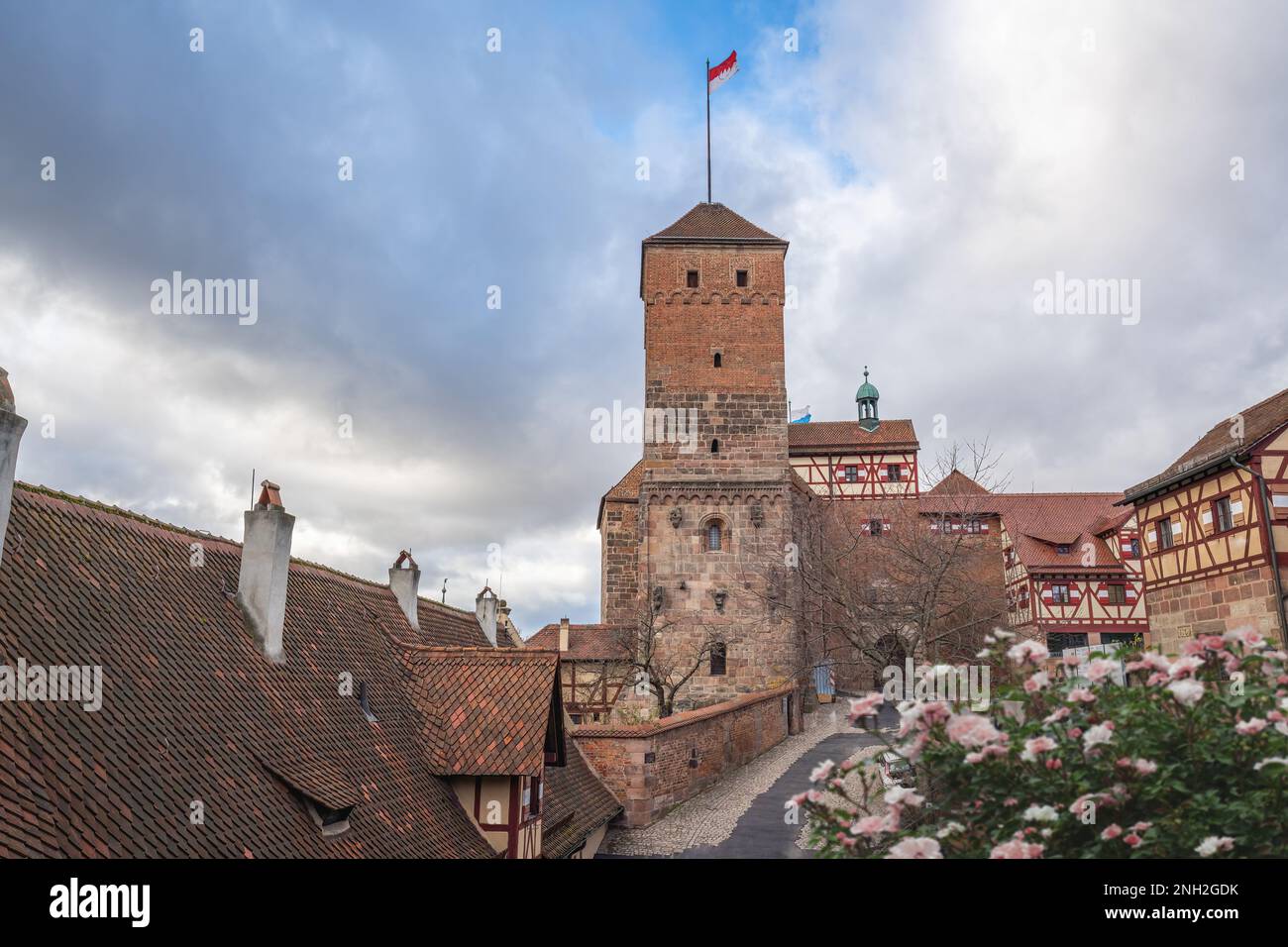 Nuremberg Castle (Kaiserburg) view with Heidenturm (Heathen Tower) - Nuremberg, Bavaria, Germany Stock Photo