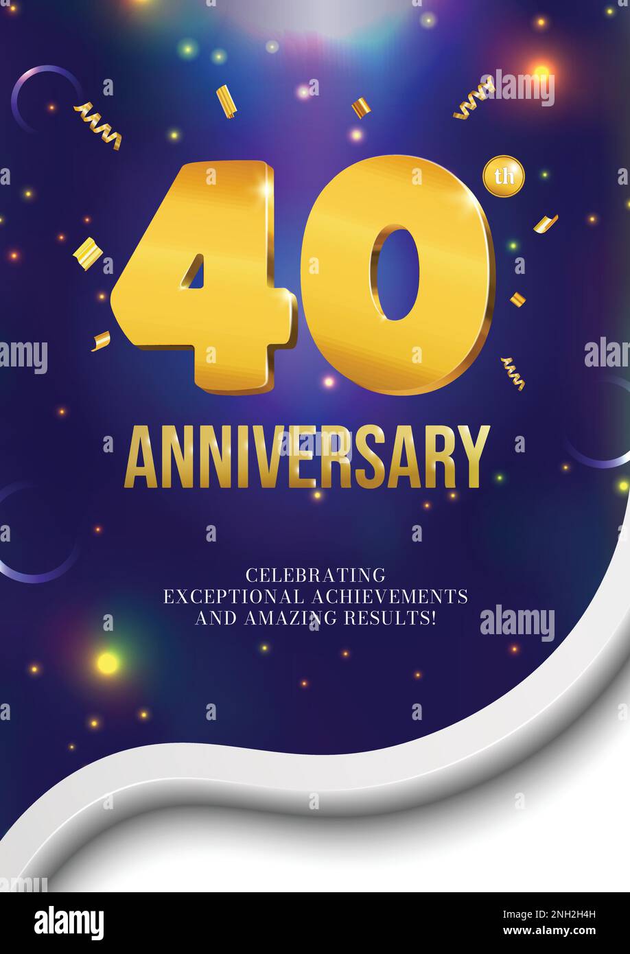 Anniversary Celebration Poster Design With Golden 3D Date And Glowing ...