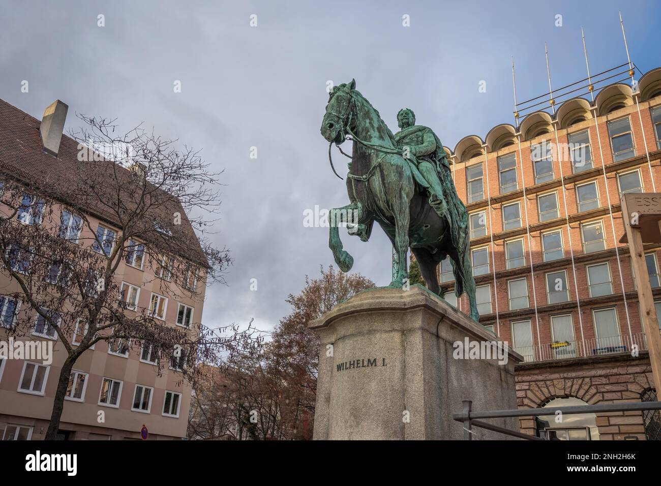 Kaiser Wilhelm I Statue at Egidienplatz Square - Nuremberg, Bavaria, Germany Stock Photo