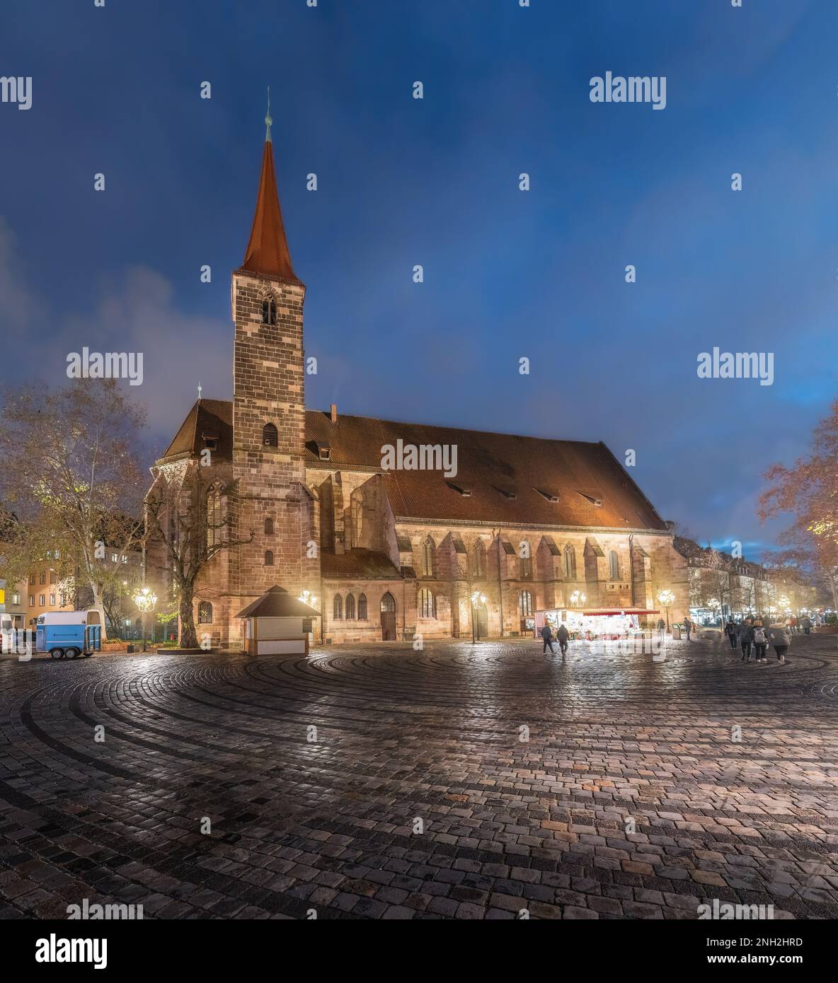 St. Jakob Church (St. James Church) at Jakobsplatz Square at Night - Nuremberg, Bavaria, Germany Stock Photo