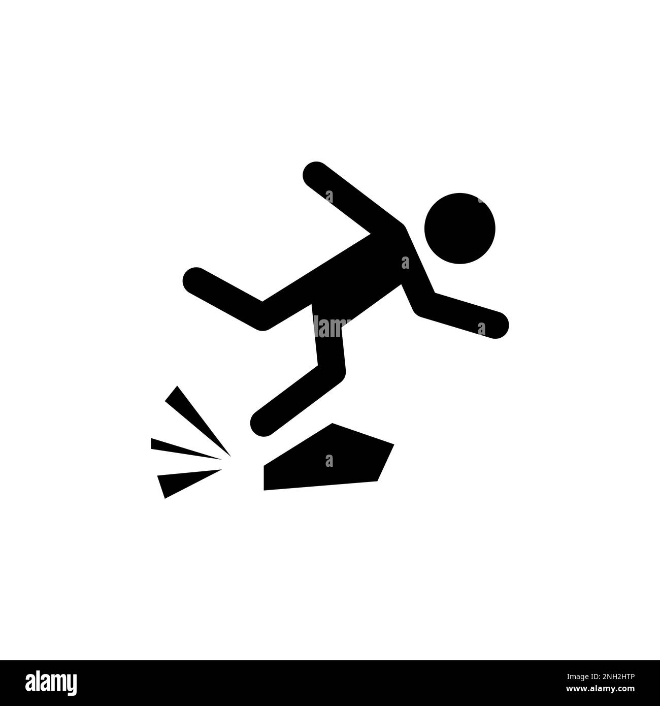 Stumbling man icon isolated on white background. A warning sign about the danger. Tripping hazard. Watch your step symbol. Vector illustration Stock Vector