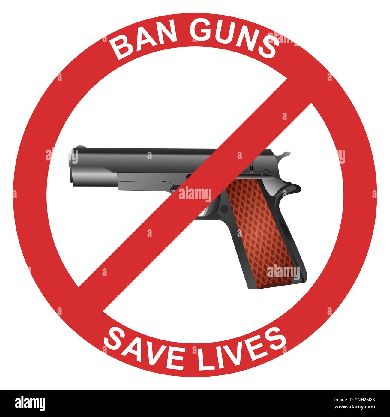 'Ban Guns, Save Lives' prohibition  badge or sticker design Stock Photo