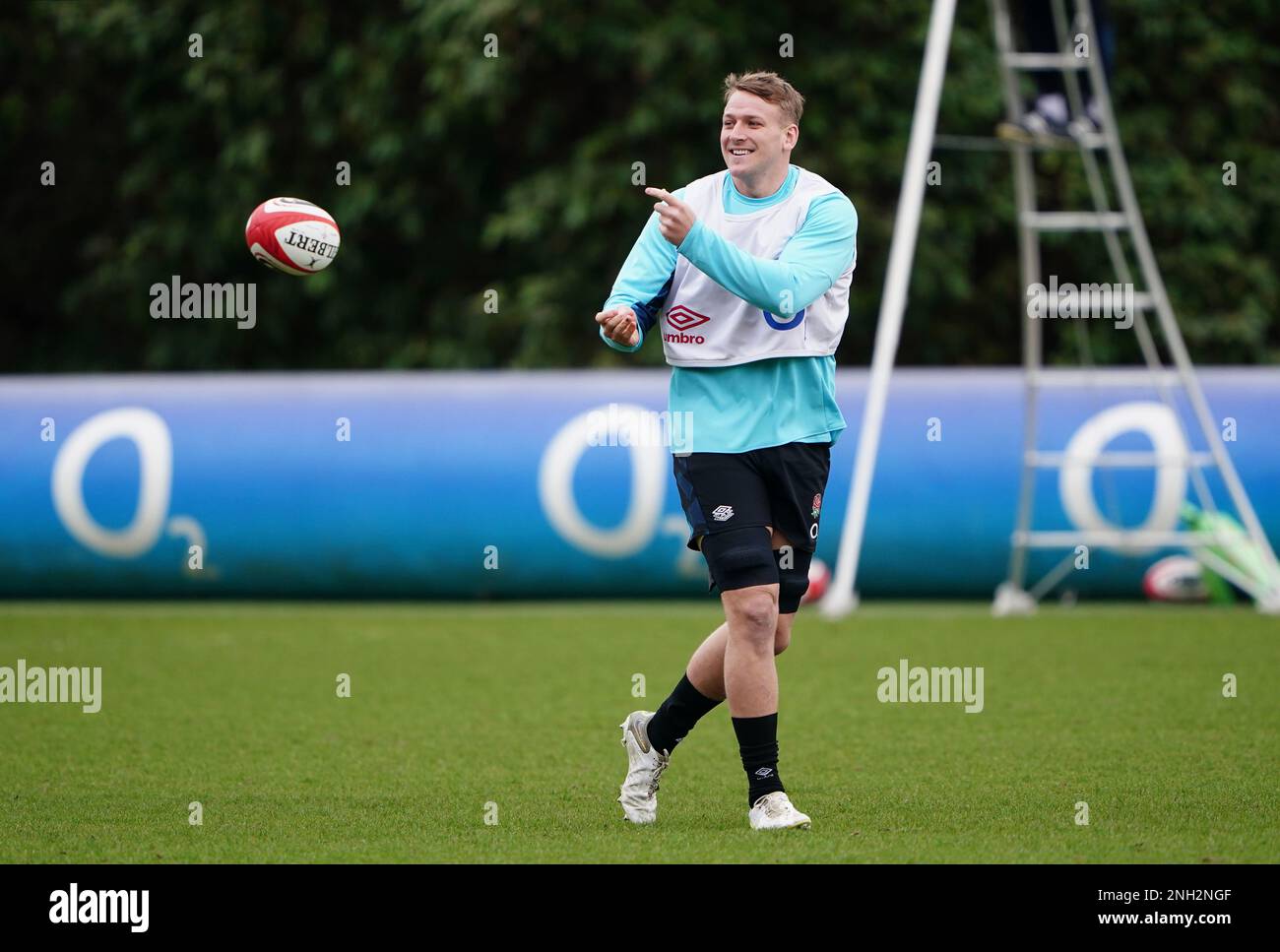 England's Alex Dombrandt during a training session at Pennyhill Park in ...