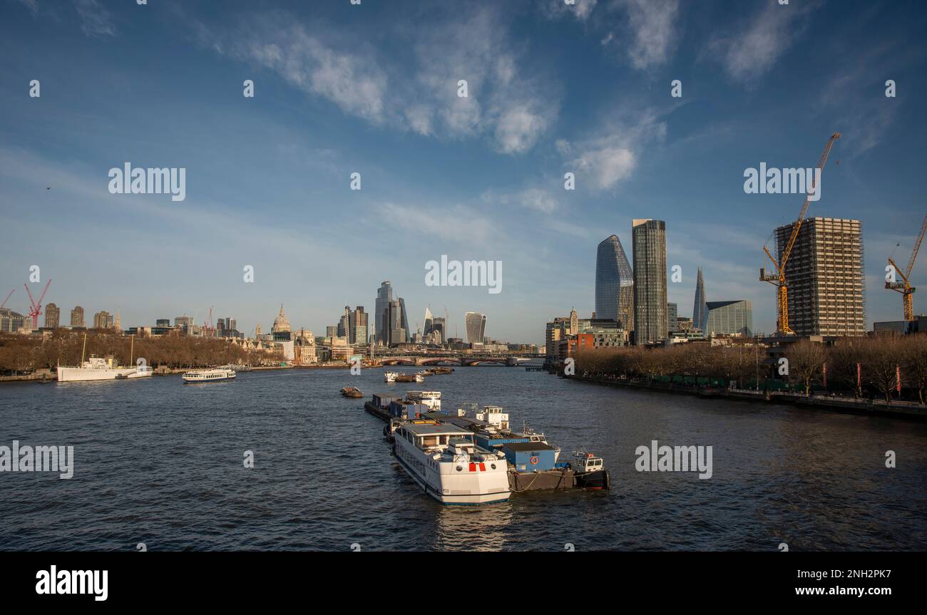 London from The River Thames, England, UK Stock Photo