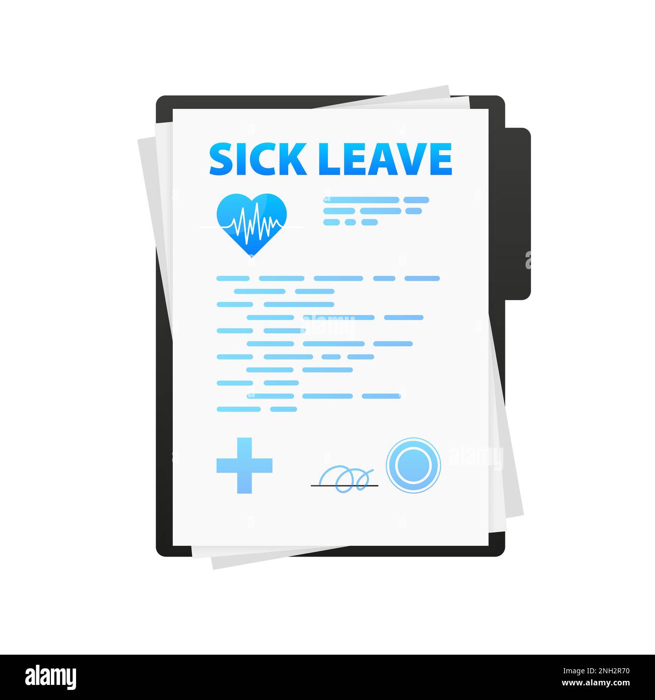 Medical document. Sick leave certificate. Vector stock illustration