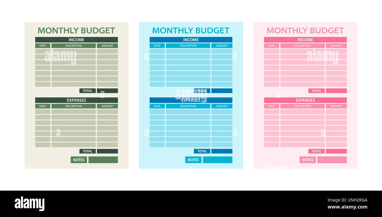 Monthly budget planner. and expense tracker. Account fixed and