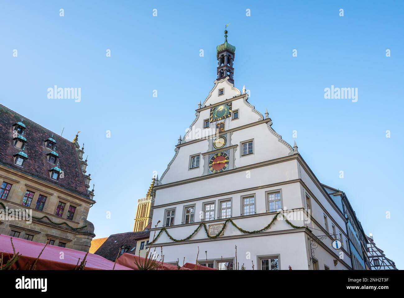 Ratstrinkstube (Councillors Tavern) at Marktplatz Square - Rothenburg ob der Tauber, Bavaria, Germany Stock Photo