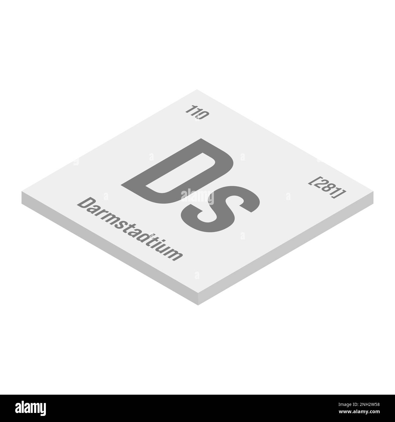 Copper, Cu, gray 3D isometric illustration of periodic table element with name, symbol, atomic number and weight. Transition metal with various industrial uses, such as in electrical wiring, plumbing, and as a component in alloys and pigments. Stock Vector