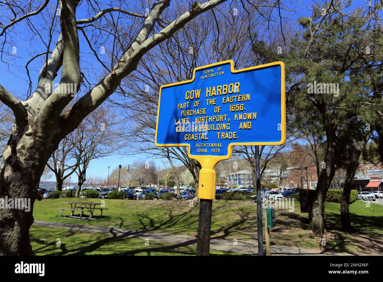 Historic marker Northport Harbor Long Island New York Stock Photo Alamy