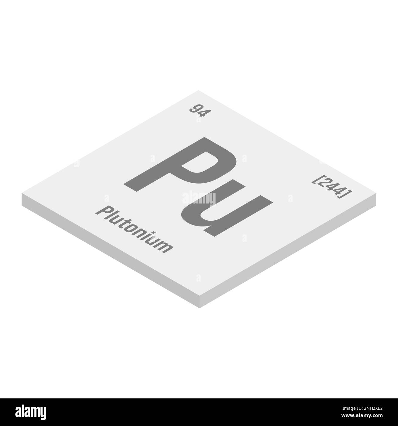 Plutonium, Pu, gray 3D isometric illustration of periodic table element