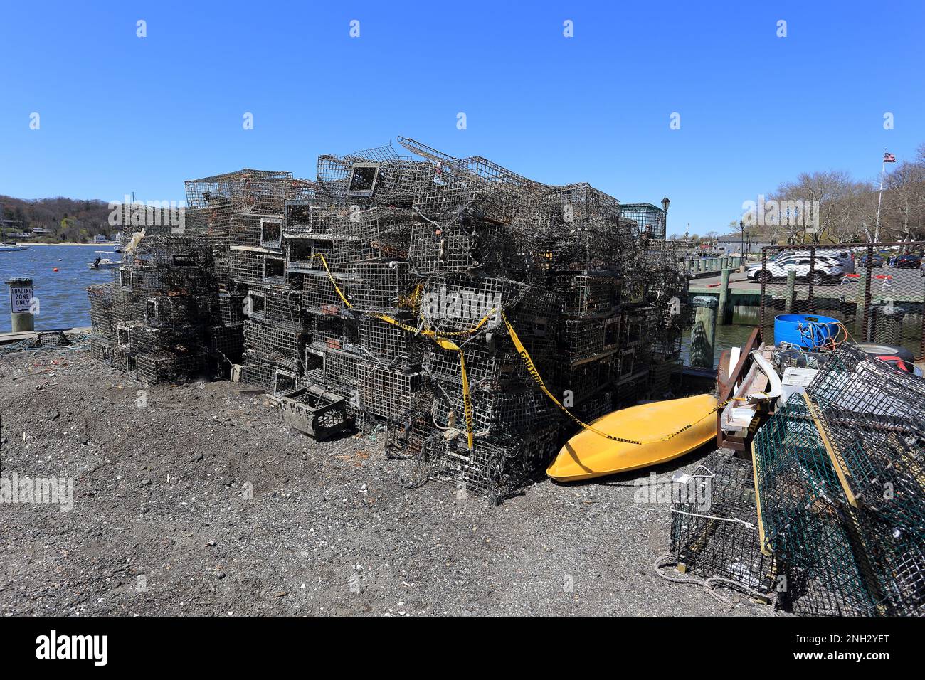 Lobster traps Northport Harbor Long Island New York Stock Photo Alamy