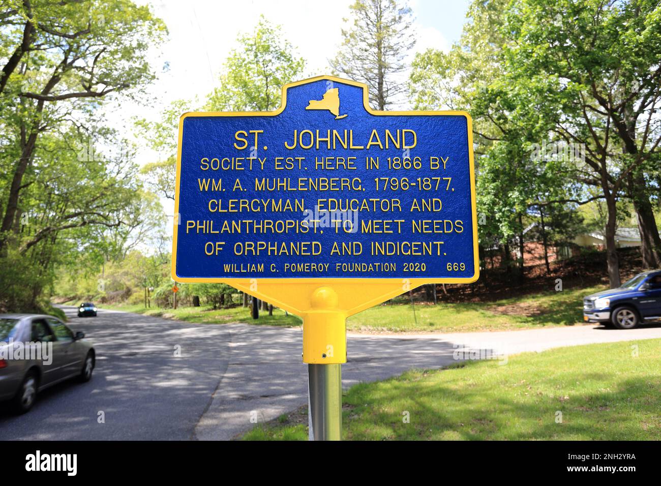 Historic marker, Smithtown, Long Island, NY Stock Photo