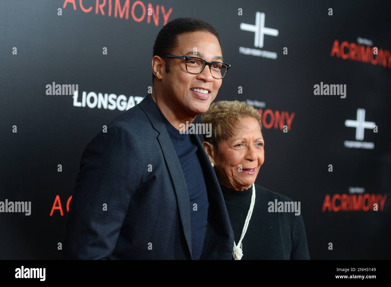 Don Lemon and his mother Katherine Lemon attend the 'Acrimony' New York Premiere on March 27, 2018 in New York City. Stock Photo