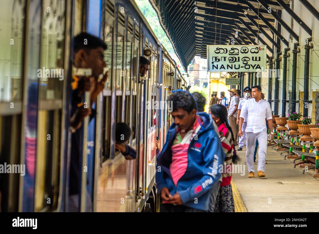 Sri Lanka, Nanu Oya station on The Kandy to Ella railway through the Sri Lankan hill country Stock Photo