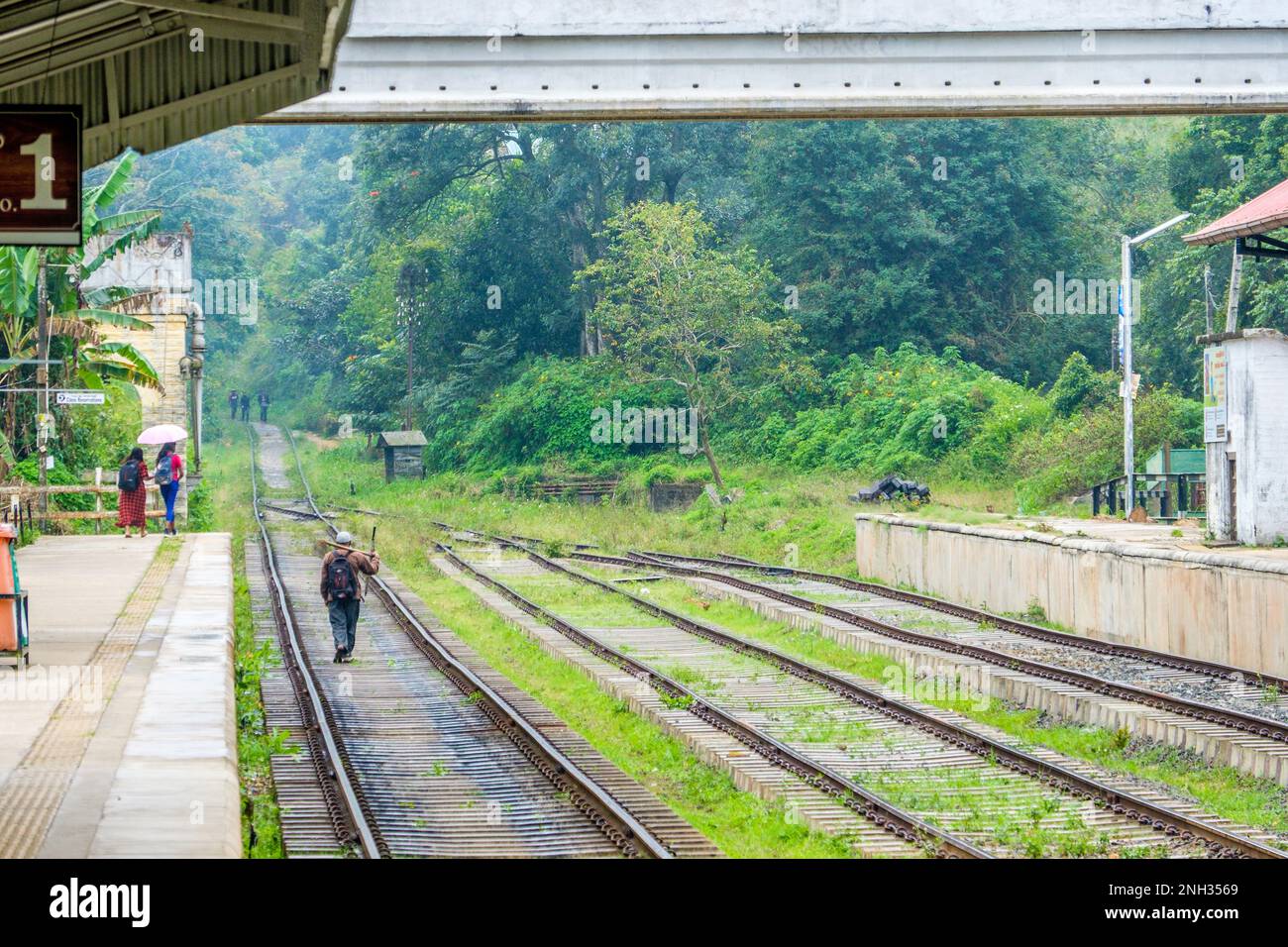 Sri Lanka, Ella train station on The Kandy to Ella railway through the Sri Lankan hill country