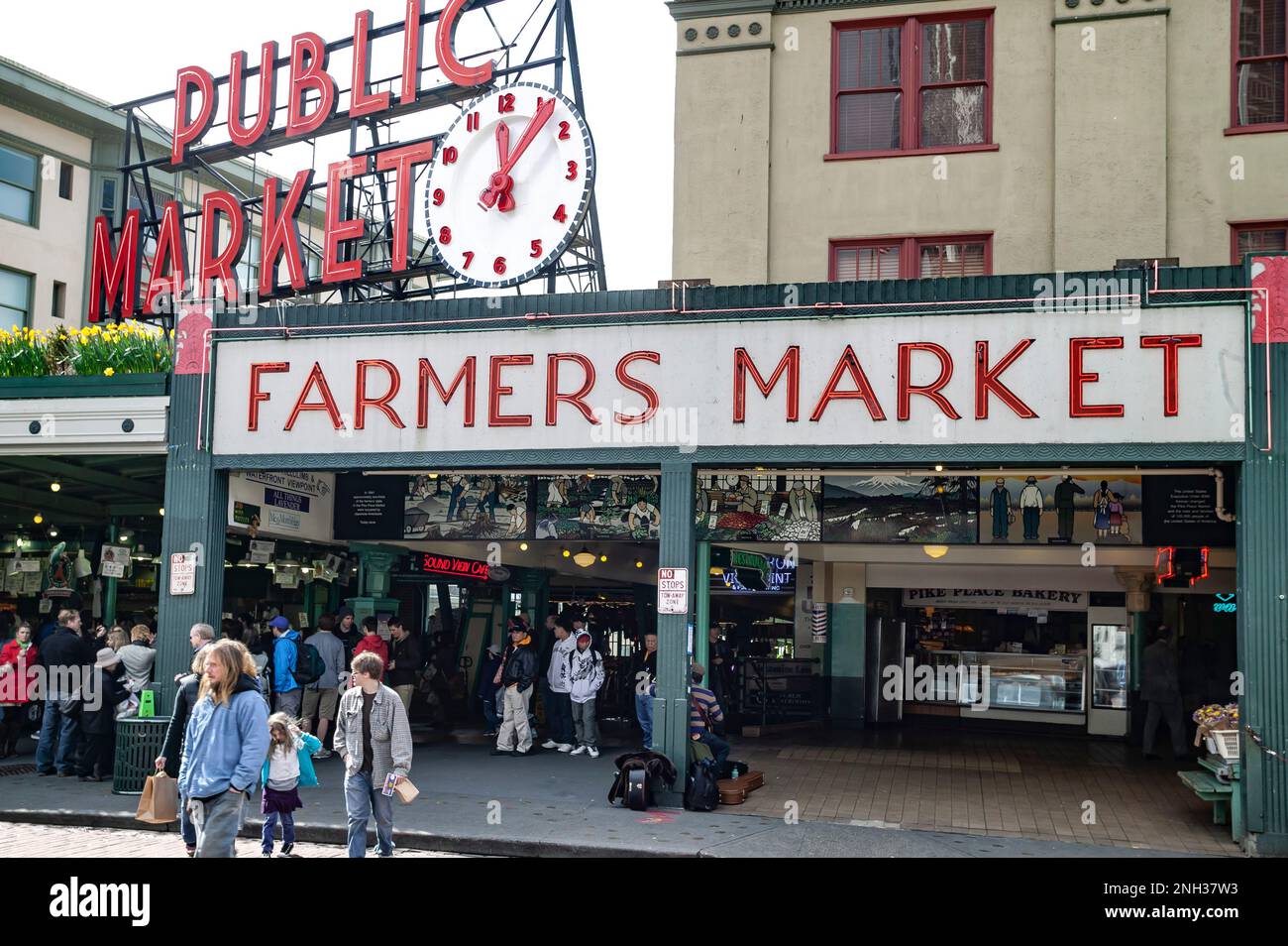 Views in and around the famous Pike Street Public Market, Seattle, WA. USA Stock Photo